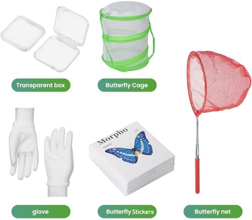 3 Pack Kids Telescopic Butterfly Fishing Net Set Extendable Anti Slip Bug Catching Kit with Box Cage Stickers Outdoor Toys - Image 3