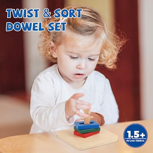 Adena Montessori Twist & Sort Dowel Set, 12m+ - Image 2