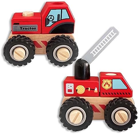 Construction Vehicles for Toddlers, 2 Pcs Wooden Detachable Assemble Cranes and Tractor, Kids Vehicle Toys Hand Push Car Toys for 3 Years Old Boys Girls - Image 7