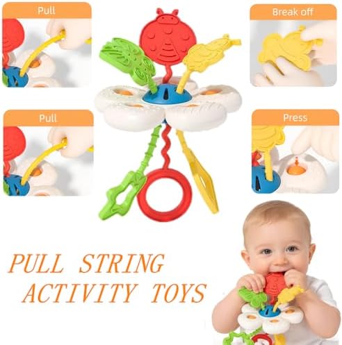 Baby Toys 6-12 Months, Montessori Toys for 1 Year Old, Silicone Pull String Teether Toy, Stacking Building Blocks Infant Toddler Toy 0-3, Shape Bin Sensory, Baby Boys&Girls Gifts Set - Image 4