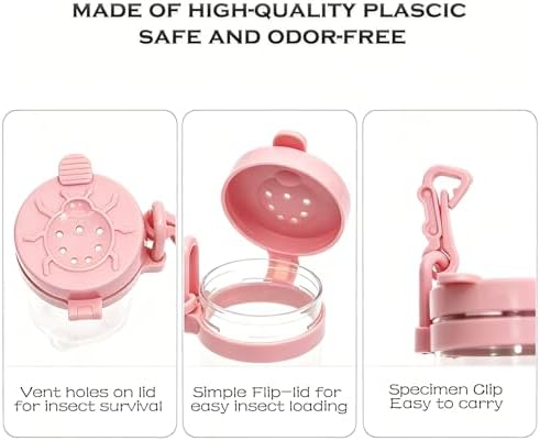 Pink Bug Catcher Kit for Kids – 2 Scoopers & 2 Insect Habitat Jars with Clip-on Hook, Outdoor Exploration Set for Catching and Observing Bugs, Fine Motor Skills Toy for Toddlers - Image 4