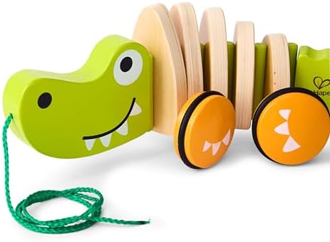 Hape Wooden Walk-A-Long Croc for Babies| Pull & Pull Walking Toy for Toddlers 12 Months and Up - Image 3