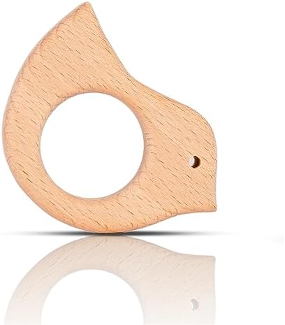 IoF 12 Pcs Teething Toys for Babies, Natural Wooden Teething Rings Baby Teether Chew Toys for Infant Toddler Teethers Crackers Animal Set Pain Relief Handmade Hanging Ring Set Toy - Image 5