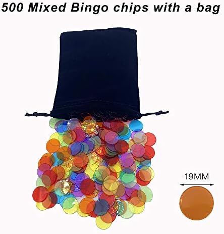 JUNWRROW 500 PCS 3/4 inch Transparent 6 Color Bingo Counting Chips with Bag - Image 2