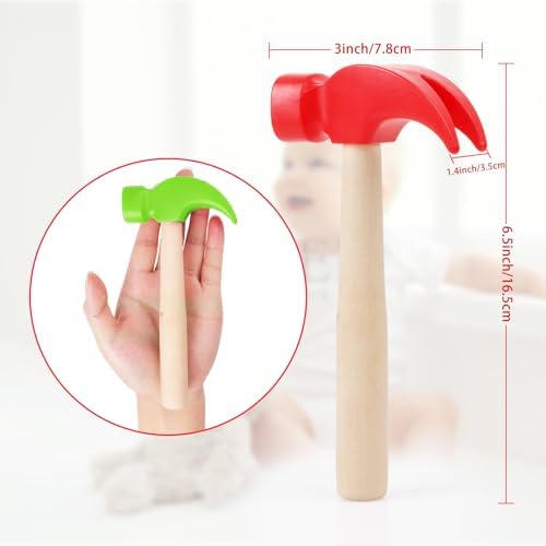 3 Pack Wooden Hammer Toy Hammer Simulation Wooden Hammers Small Educational Toys for Kids Toddlers Maintenance Tools Birthday Party Games Supplies - Image 7