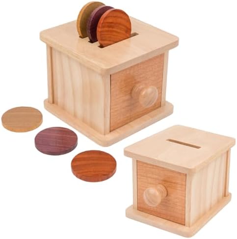 Adena Montessori Wooden Double-Sided Coin Box Object Permanence 6-12 Months by AdenaMontessori