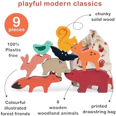 Mentari Toys - Happy Stacking Forest - 8pc Wooden Stacking Toy for Toddlers - Colorful Nature Theme Balancing Activity Toy with Bag - Boost Fine Motor Skills and Dexterity - Educational Toy - Age 18m+ - Image 3
