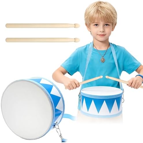 Kids Drum Set 8 Inch Wooden Toy Drum with 2 Mallets & Adjustable Strap by Unknown