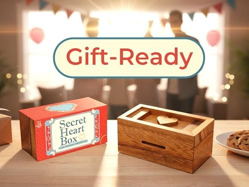 BSIRI Secret Heart Box Brain Teaser Wooden Puzzle Boxes with Hidden Compartments. Ideal Mystery Money Jewelry 3D Puzzle Lock Box, Gift Card, and Money Puzzle - Image 6