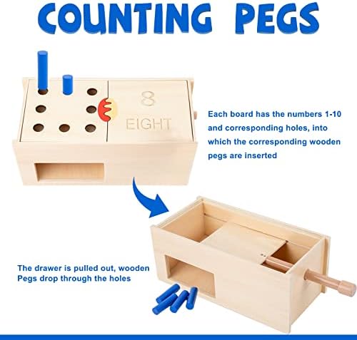 Adena Montessori Toys Wooden Peg Drop Box Tumble Down Counting Pegs Number Games - Fun and Exciting Way to Learn 1-10 Numerals Early Math Skills Development - Image 3