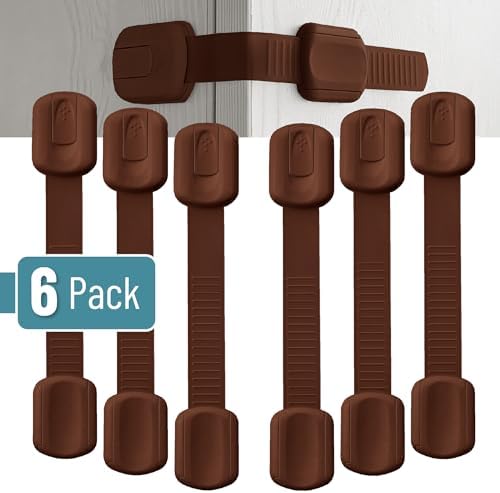 Bates- Child Safety Strap Locks, 6 Pack, Brown, Baby Cabinet Locks - Image 2