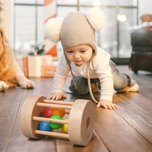 Dailyfunn Montessori Toys Wooden Infant Baby Rolling Rattle Toy for Babies 6-12-18-24 Months Newborn Shower Birthday Gift - Image 3