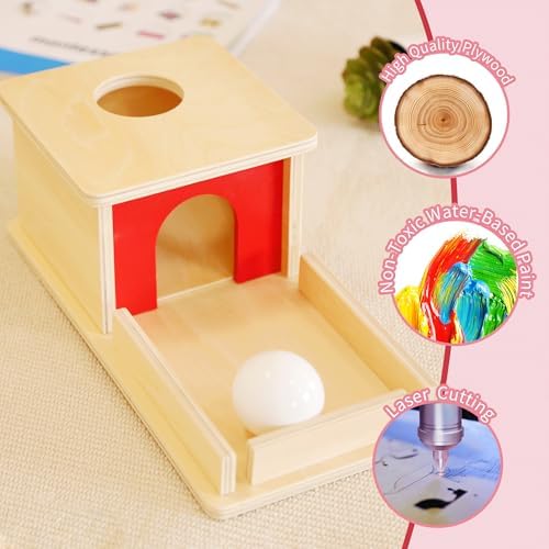 Montessori Wooden Object Permanence Box Toys for Babies, Ball Drop Toy with Tray for 18+ Months Kids, Fine Motor Toys for 2 3 Years Old, Sensory Toy Early Age Learning Materials - Image 6