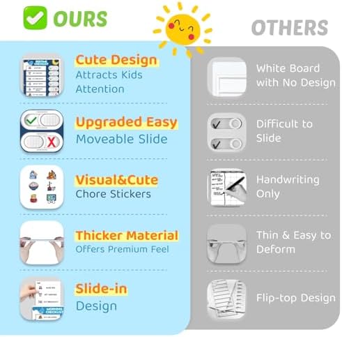2 in 1 Upgraded Slider Morning/Bedtime Routine Chart for Kids Toddlers - Magnetic Kids Chore Chart for 2 Kids, Dry Erase Chore Chart for Kids, Visual Schedule for Kids with Cute Chore Stickers - Image 2