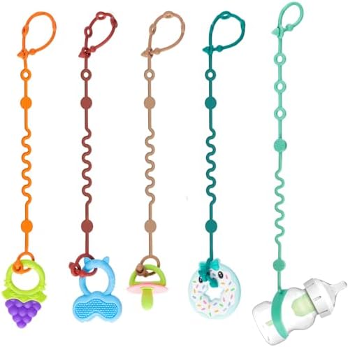 LittleHugs Toy Straps for Baby, 5pcs Adjustable Toy Holder for Stroller Accessories, Silicone Tether Pacifier Clip, No Throw Travel Essential Leash for High Chair, Car Seat (5-Pack) by LittleHugs