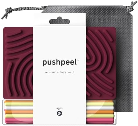 Pushpeel Sensory Activity Board: Silicone Fidget Toy for Calming, Stress, Anxiety, ADHD & Autism | Silent, No Mess | Kids 3+ & Adults | Includes Portable Travel Bag & 11 Strings by SensoryActivityBoard