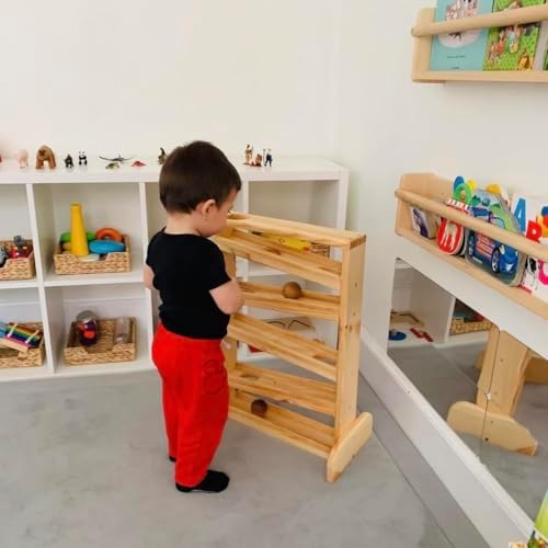 Handmade Wooden Montessori Ball Drop Toy for Toddlers 1 Years Old and Up - Baby Ball Track - Ball Tower Slide - First Birthday Gift - Includes 3 Wooden Balls - Image 4