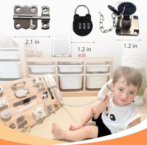 5 Pieces Busy Board DIY Accessories for Toddlers - Sensory Board Parts - Latch- Door Chain - Lock with Key -Gate Hook- Montessori l Toys - Early Development Items - Image 3