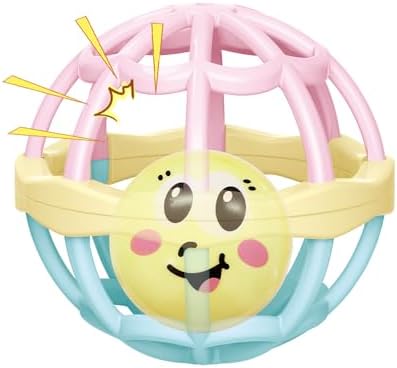 WEofferwhatYOUwant Baby Teether – Large Sensory Play Ball with Pastel Rattle – Easy Grip for Infants – Promotes Motor Skills & Tummy Time – BPA-Free, Safe Baby Toy for 0-6 Months by WEofferwhatYOUwant-yourdedicatedteamcommittedtowhatYOUwant
