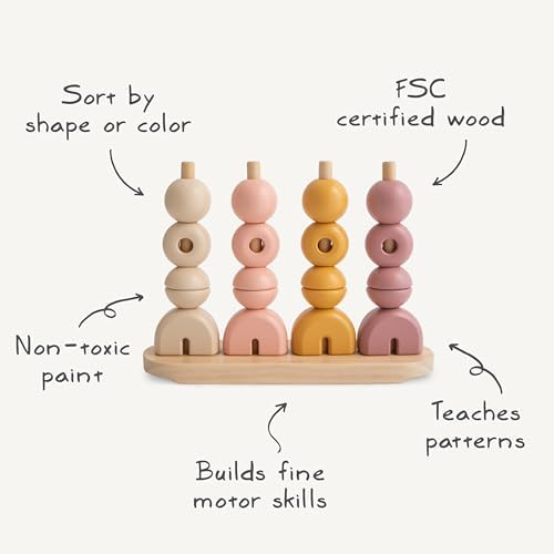 mushie Wooden Multi Shape Stacker | for Kids 3 Years+ | Preschool Educational & Toddler Montessori Toys - Image 2