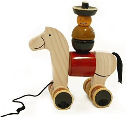 Maya Organic Handmade Wooden Stacker & Pull Toy Rodeo with Galloping Motion, Made Using Natural Colors for Toddlers 18 Months Old and up, Helps in Early Education and Development | HEE HAW - Image 2