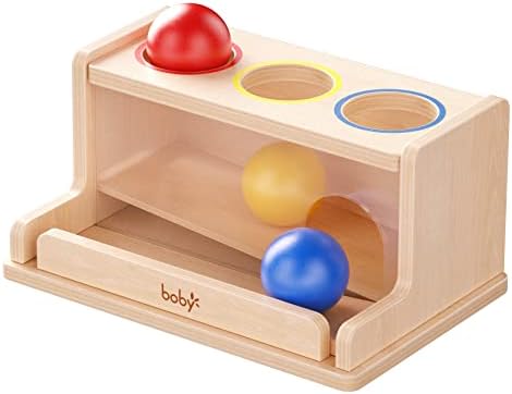 Dailyfunn Montessori Toys Object Permanence Box, Ball Tracker Drop Push Toy for Boy Girl Baby Toddler Kid Preschooler 1-3 Years Old by DailyfunnToys