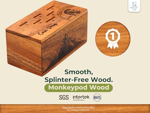 BSIRI Wooden Coin Drop Penny Dice Game for Adults Teen and Families Box Tabletop Games for Home Bar and Family Night Wood Rustic Decoration with Secret Puzzle Box Brain Teaser Pennies Pusher - Image 3