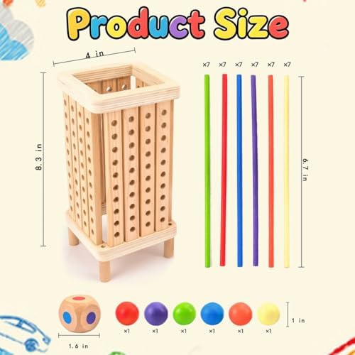 Pichoi Montessori Game Wooden Board Game - Multiplayer Family Travel Game - Math Educational Fine Motor Skills Toy for Boys Girls Ages 3-8, Perfect Holiday & Birthday Gift - Image 2