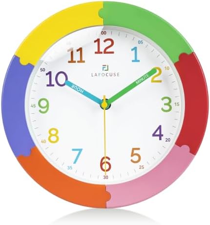 Lafocuse Colorful Kids Wall Clock Learn to Tell Time for Classroom 10 Inch by VisiteLafocuse