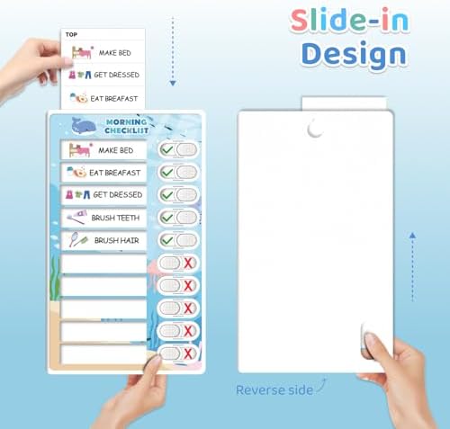 3 in 1 Bedtime/Morning/Weekly Routine Chart for Kids, Magnetic Chore Chart for Toddlers, Visual Schedule for Kids Toddlers Schedule Board for Home - Image 5