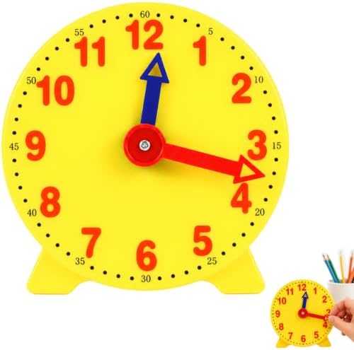 4 inch Teaching Clock, Learning Tell Time Analog Clock Demonstration 12 Hour 2 Pointers for Classroom Teacher by Unknown