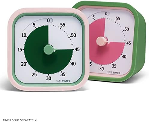 TIME TIMER Home MOD Botanical Cases - for Classroom Learning, Homeschool Study Tool, Student Desk Clock and Office Meetings with Silent Operation (2-Pack), Pink & Green - Image 5