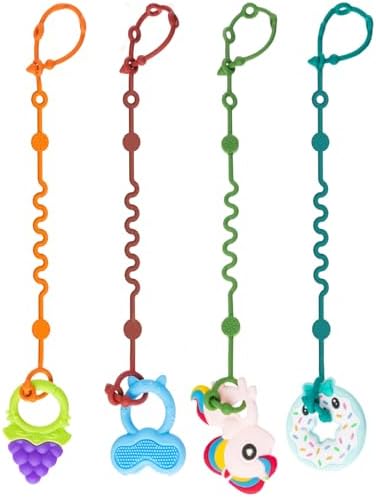 LittleHugs Toy Straps for Baby, 5pcs Adjustable Toy Holder for Stroller Accessories, Silicone Tether Pacifier Clip, No Throw Travel Essential Leash for High Chair, Car Seat (4-Pack) by LittleHugs