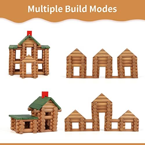 Wondertoys 328 Pcs Wooden Logs Set Ages 3+, Classic Building Log Toys for Kids, Creative Construction Engineering Educational Gifts - Image 4