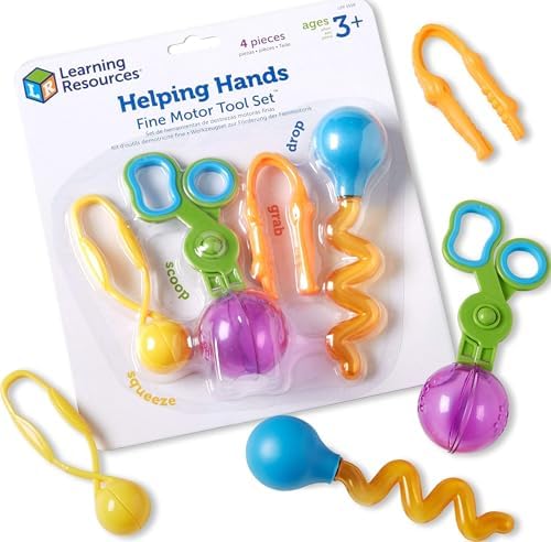 Learning Resources Helping Hands Fine Motor Tool Set Toy - Sensory Bin Sand Toys, Montessori, Plastic Tweezers, Therapy Games For Toddler, Homeschool Preschool Supplies by LearningResources