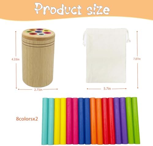 Wooden Montessori Sticks Toys for Kids, 8 Colors Natural Wood Toddler Learning Sorting Toys for 3 Year Old, Sensory Matching Game Birthday Gifts for Boys Girls (Round Sticks) - Image 6