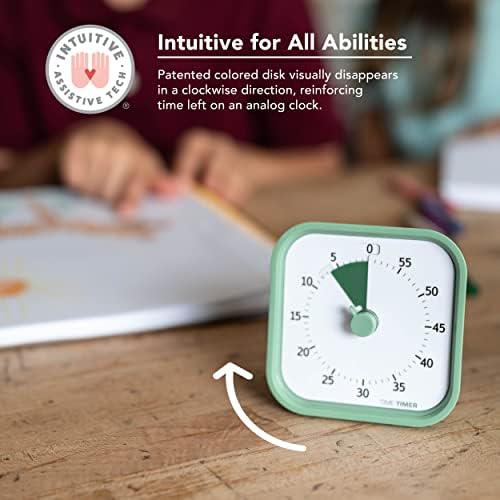 TIME TIMER Home MOD – 60-Minute Visual Timer Home Edition, Silent Operation Study Tool for Kids Desk, Homeschool Supplies, Office & Meetings (Fern Green) - Image 4