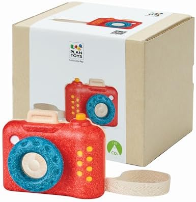 PlanToys® My First Wooden Toy Camera for Toddlers Ages 18+ Months Pretend by PlanToys
