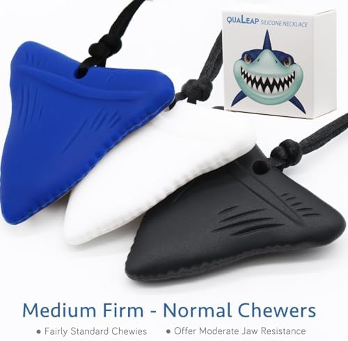 Shark Tooth Chew Necklace for Kids - Chewing Teething Necklace Teether Necklace Chew Toys Teething Toys - Chewing, Autism Sensory Teether Toy (Standard - Normal Chewer) - Image 2