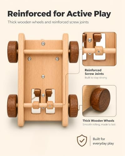 Wooden Dinosaur Pull Toy| Beech Wood Pull Along Dino for Toddlers - Image 7