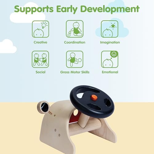 PlanToys® Wooden Driving Console Montessori Kids Pretend Play Dashboard Toy - Image 4