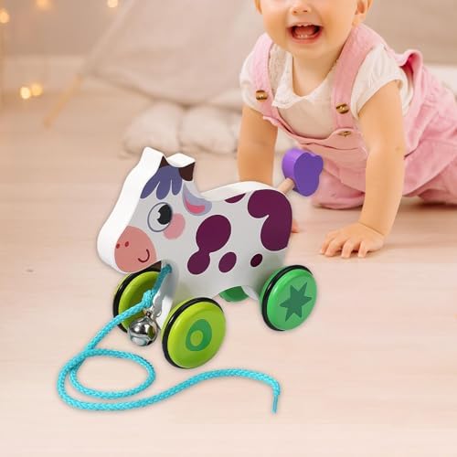 Pull Along Toy with String, Animal Push and Pull Along Toys, Cow - Image 5