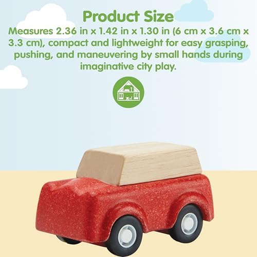 PlanToys® Red SUV Wooden Montessori Vehicle Kids Indoor Outdoor Play Toy - Image 2