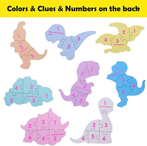 BEESTECH Beginner Dinosaur Puzzles for 3, 4 Year Old Toddlers, 8 Pack Jigsaw Educational Learning Puzzles for Toddlers, 8 Different Dinosaurs with Dinosaur World Map - Image 4