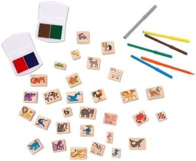 Melissa & Doug Deluxe Wooden Stamp Set: Animals - 30 Stamps, 6 Markers, 2 Stamp Pads Kids Art Projects, Wooden Stamps with Washable Ink, for Kids Ages 4+ - Image 5
