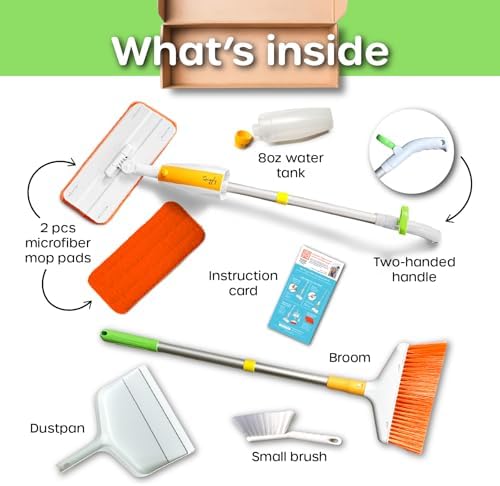 Quiggly Toddler Toy Cleaning Set - Spray Mop, Broom, Dustpan, for Kids 3-5 - Image 6