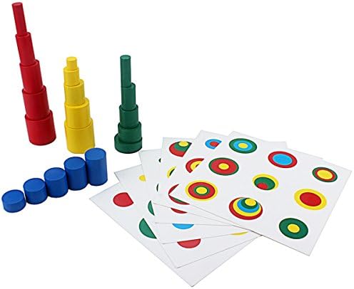 Thoth Montessori Color Cylinder with Cards Wooden Cylinder Ladder Block MINI-Size Knobless Cylinder Montessori Memory Training Game Early Development Toy for Kids by Thoth