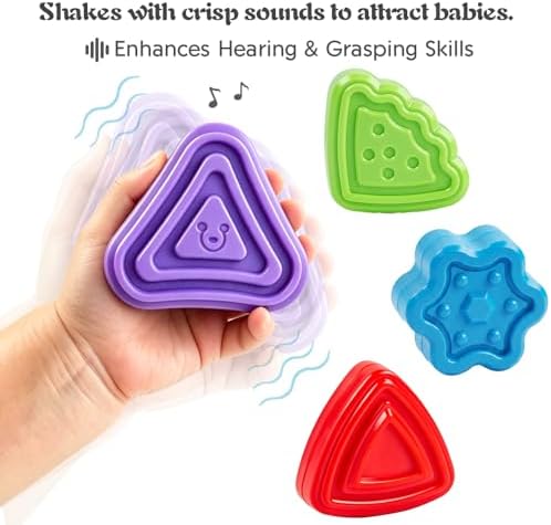 4 in1 Montessori Toys for 1 Year Old,17 Pcs Boys Girls 1st Birthday Gifts, Stacking Cups,Shape Sorter,Multi Sensory Shapes for Babies Early Educational Baby Travel Toys for Toddler 6-12 Months - Image 4