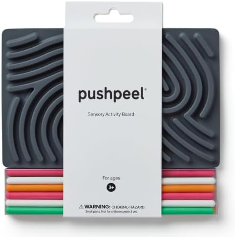 Pushpeel Sensory Activity Board: Silicone Fidget Toy for Calming, Stress, Anxiety, ADHD & Autism | Silent, No Mess | Kids 3+ & Adults | Includes Portable Travel Bag & 11 Strings (Granite) by SensoryActivityBoard