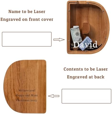 Personalized Large Wooden Kids Letter Piggy Bank - (Laser Engraved) Custom Piggy Bank for Boys Girls - Wooden Banks with Initials - Alphabet Money Box Bank Birthday Letter D Bank - Image 2